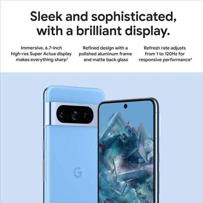 Google Pixel 8 Pro 128GB – Flagship 5G Android Phone with AI-Powered Triple Camera - Light Blue.128GB (8pro 128, 8pro 256, 8pro 256 GBS)