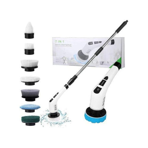 7-in-1 Electric Cleaning Brush For Windows Toilet Kitchen Wall Cleaner LED Display Handheld Shower Scrubber Bathroom Cleaning Tools- Multicolor