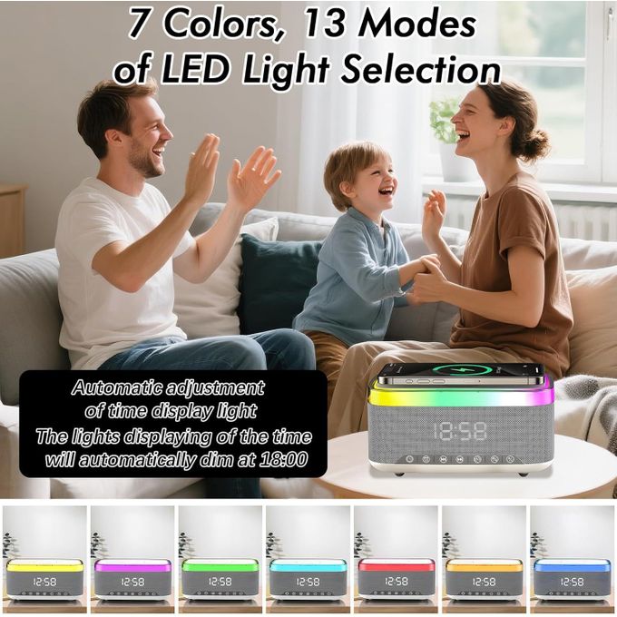 Smart 3-in-1 LED Bluetooth Speaker & Wireless Charging Station