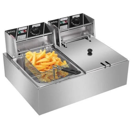 Commercial Electric Deep Fryer 12L Double Stainless Steel -Silver (Pixel)