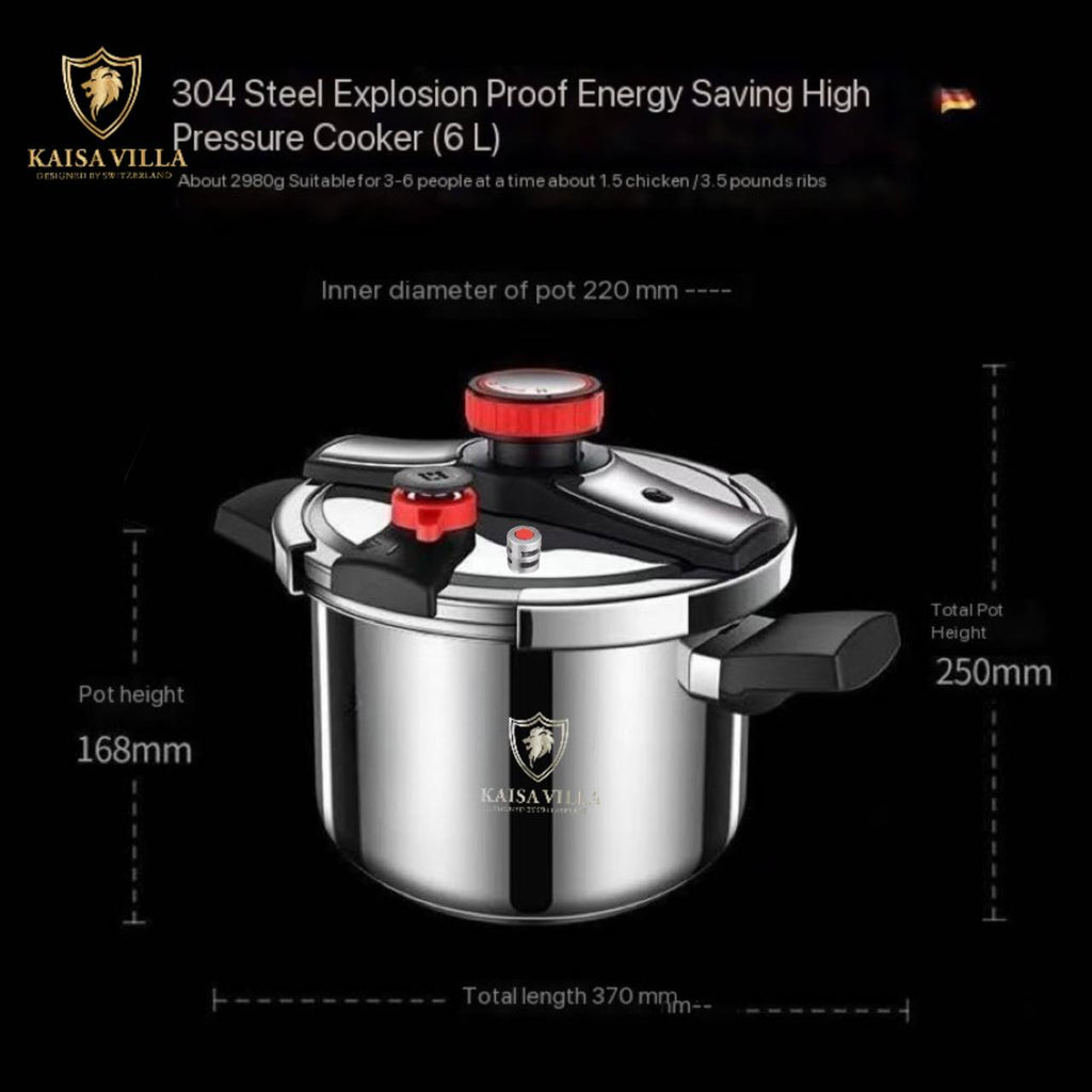 KAISA VILLA Stainless Steel Pressure Cooker – Multi-Size Selection