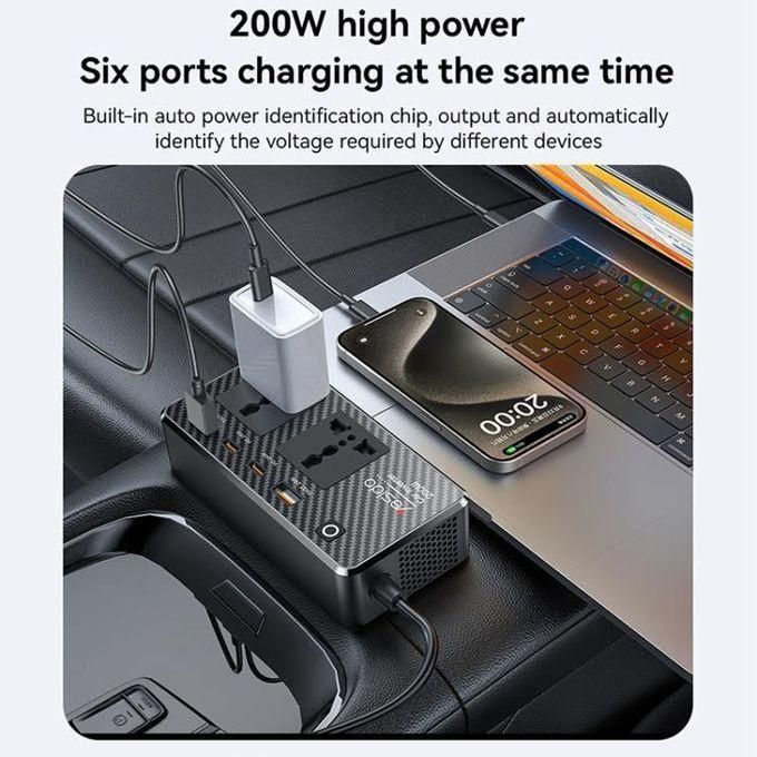 Yesido 200W Multifunctional Car Power Inverter & Fast Charger Hub