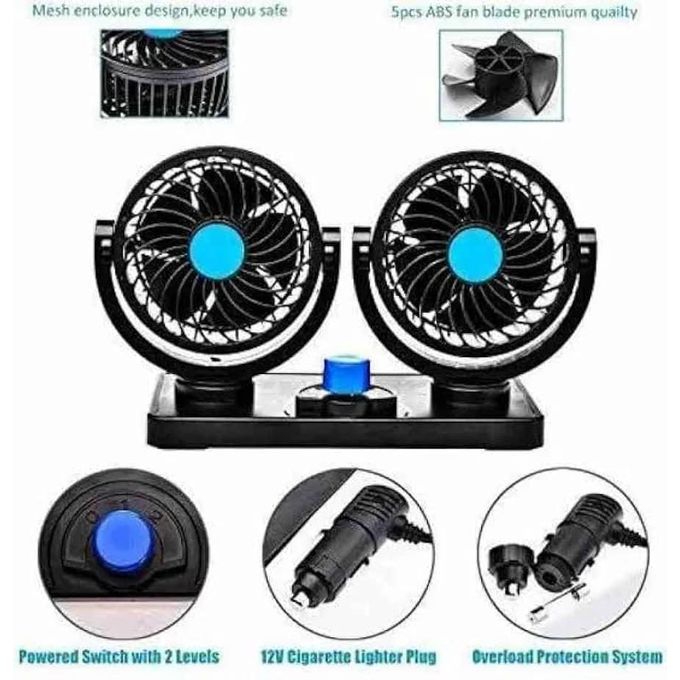 12V dual-head car cooling fan
