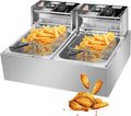 Commercial Electric Deep Fryer 12L Double Stainless Steel -Silver (Pixel)