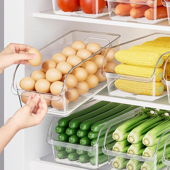 Premium Clear Stackable Fridge & Pantry Organizer Bins