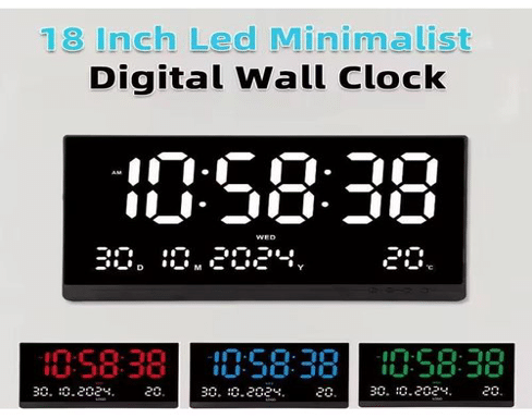 LED Minimalist Digital Wall Clock – Large Display with Date & Tempereture (small and Big)