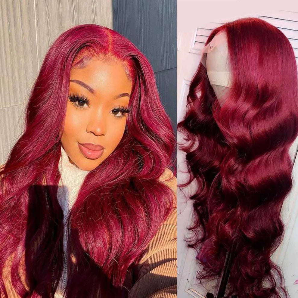 Burgundy 99J Enchantment – Body Wave Lace Frontal Unit