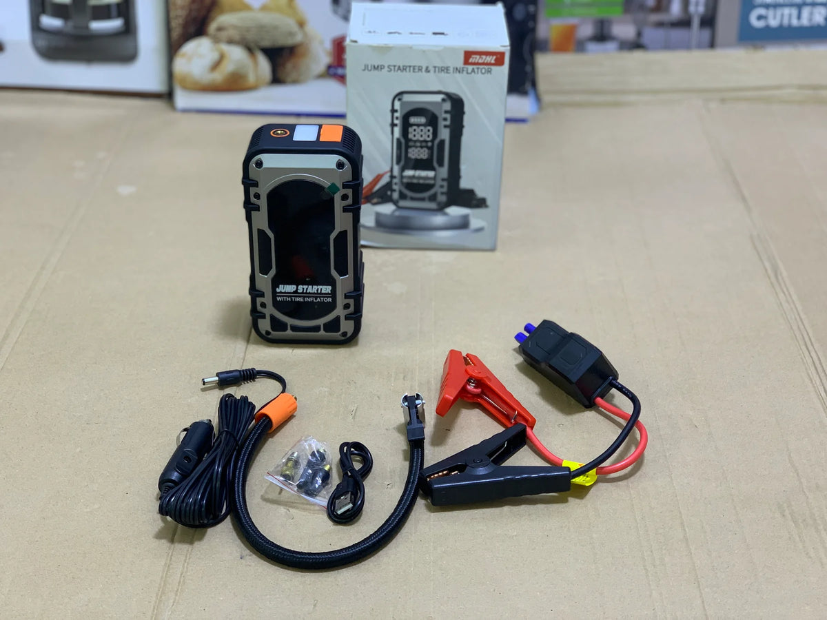 Portable 2-in-1 Car Jump Starter & Digital Tire Inflator – Emergency Air Compressor