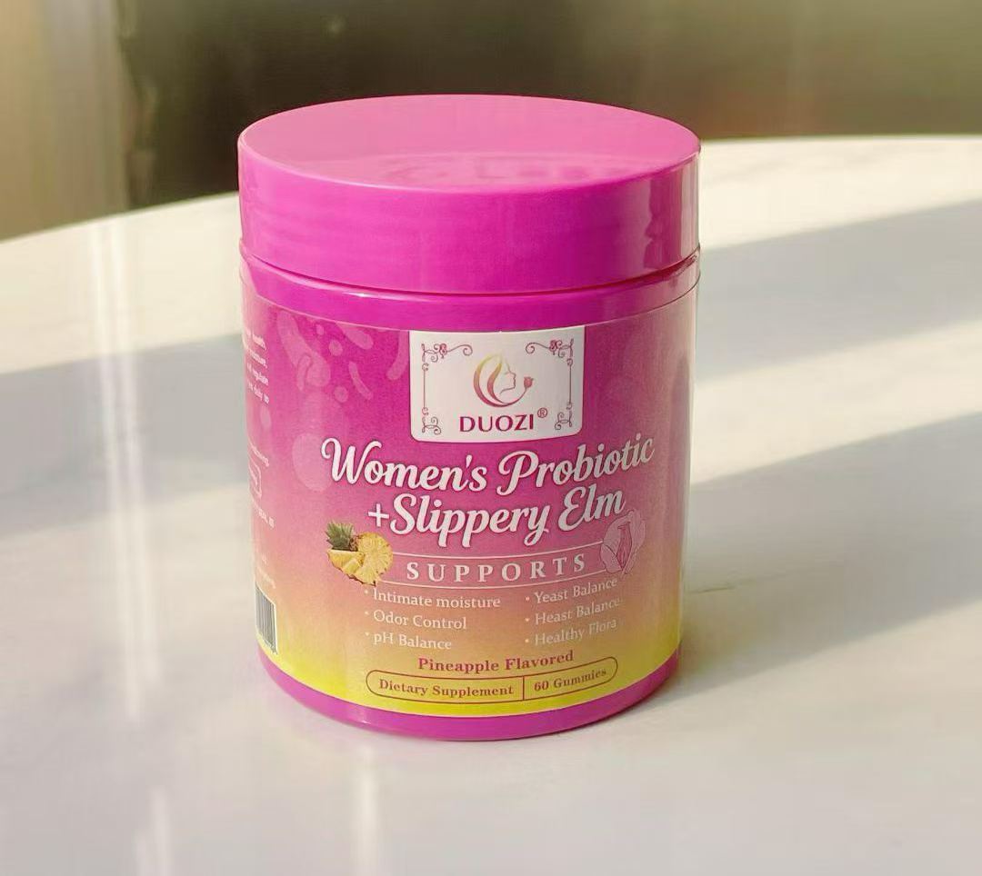 DUOZI Women's Probiotic + Slippery Elm Gummies (Pineapple Flavored)