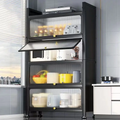 4-Tier Modern Kitchen Storage Cabinet – Multi-Purpose Utility Organizer with Fluted Glass Doors