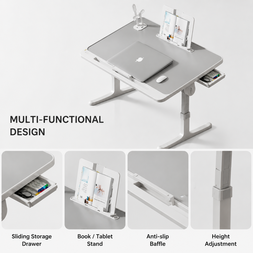 Adjustable Multifunctional Laptop Bed Desk & Portable Standing Tray