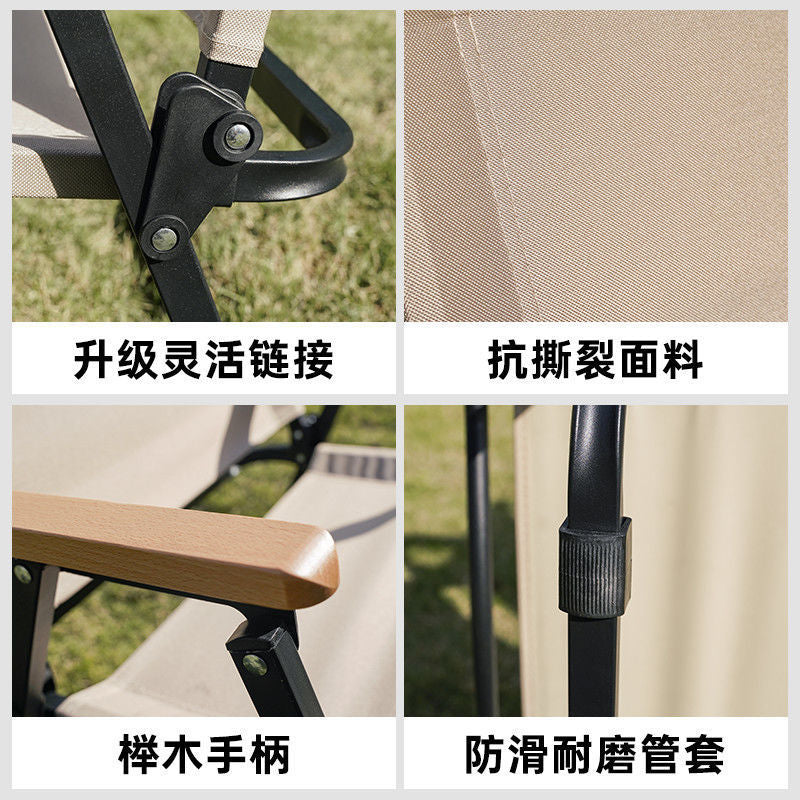 Premium Folding Kermit Chair – Lightweight Aluminum Outdoor Lounge Chair with Wooden Armrests