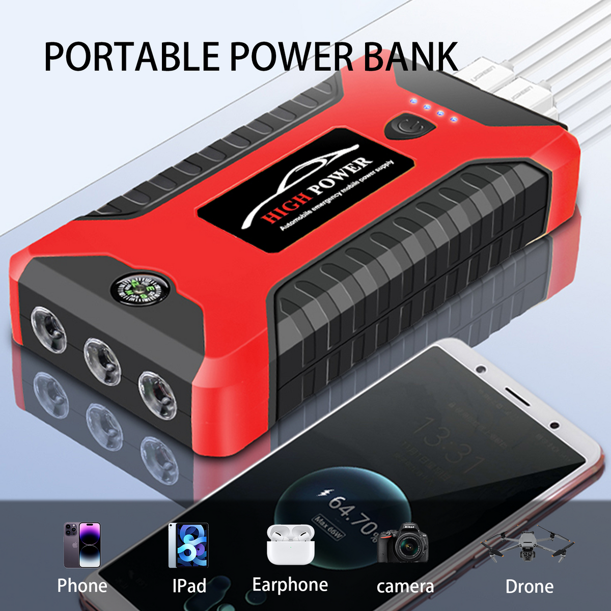 Multi-Function High-Power Portable Car Jump Starter & Power Bank Kit