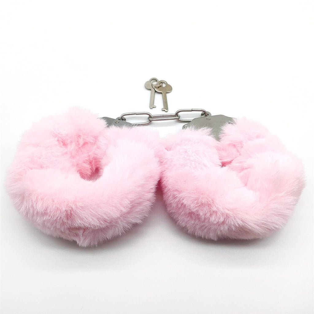 Soft Plush Fuzzy Red Handcuffs with Release Keys