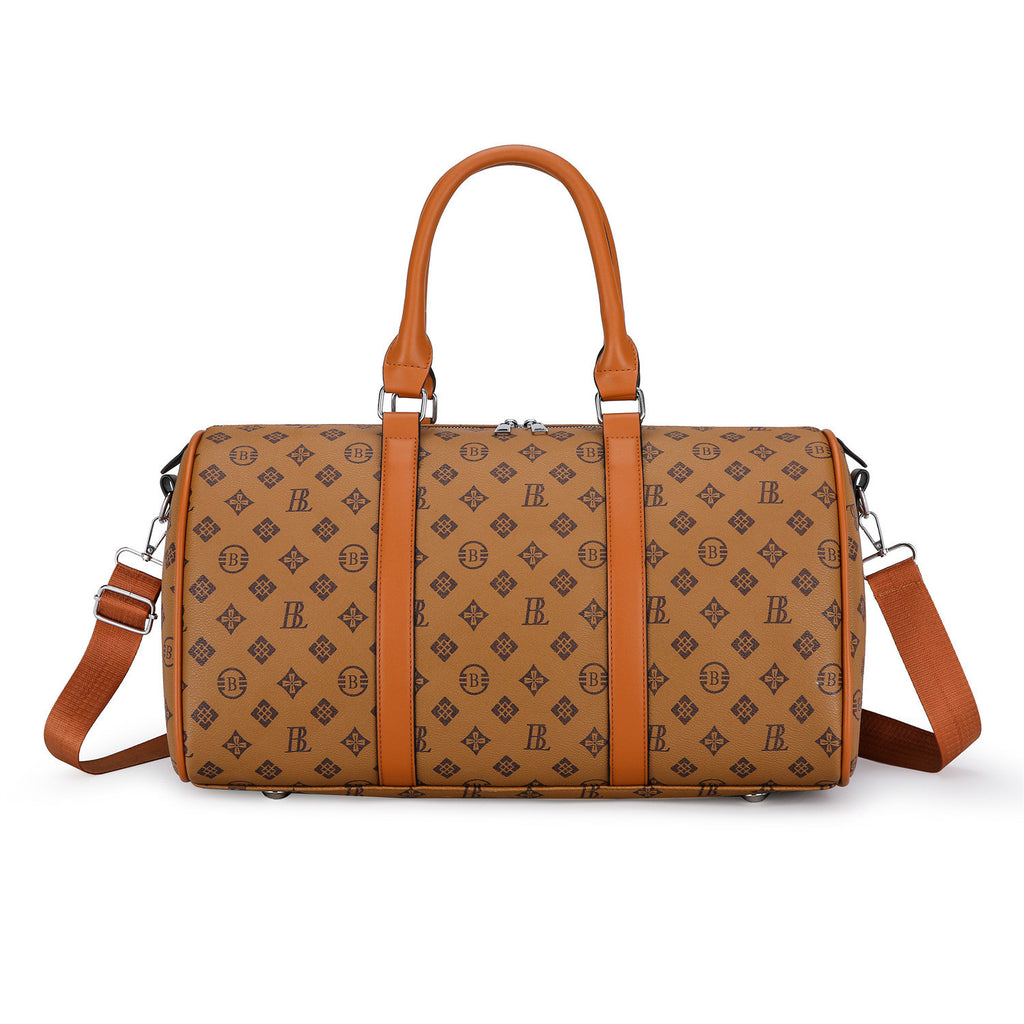 Luxury Monogram Travel Duffel Bag – Premium PU Leather Weekender for Men & Women