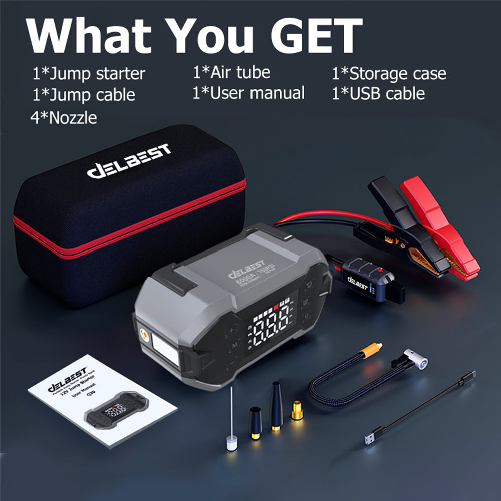 Multi-Function Portable Car Jump Starter & Digital Air Compressor