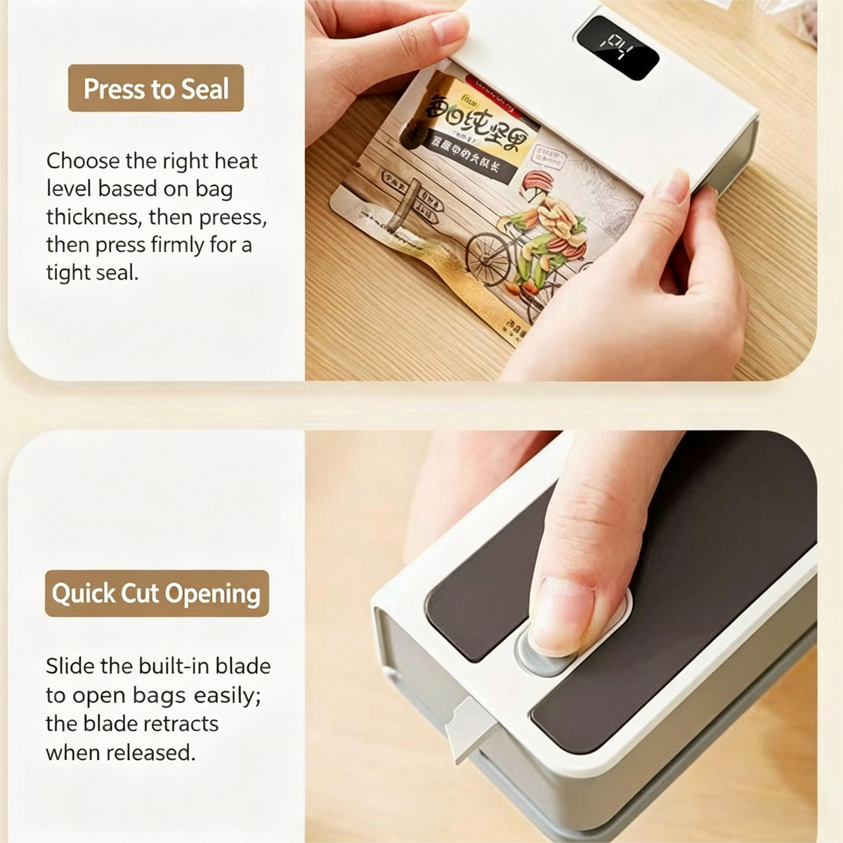 Portable Electric Vacuum Food Sealer Machine with Digital Display