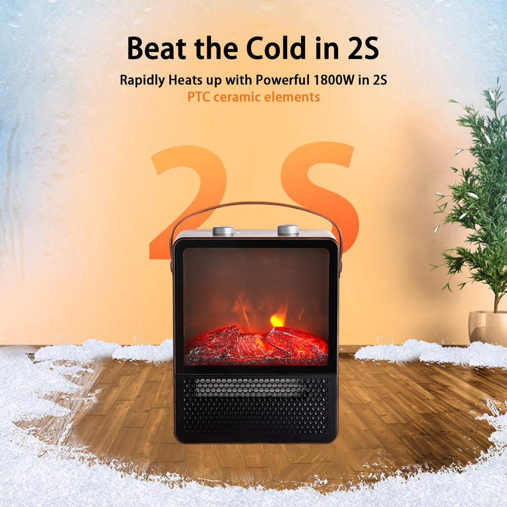 Portable Electric Fireplace Space Heater with 3D Flame Effect
