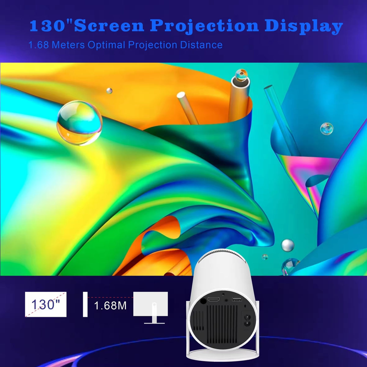 Portable Cylindrical Smart Projector with 360° Rotating Stand