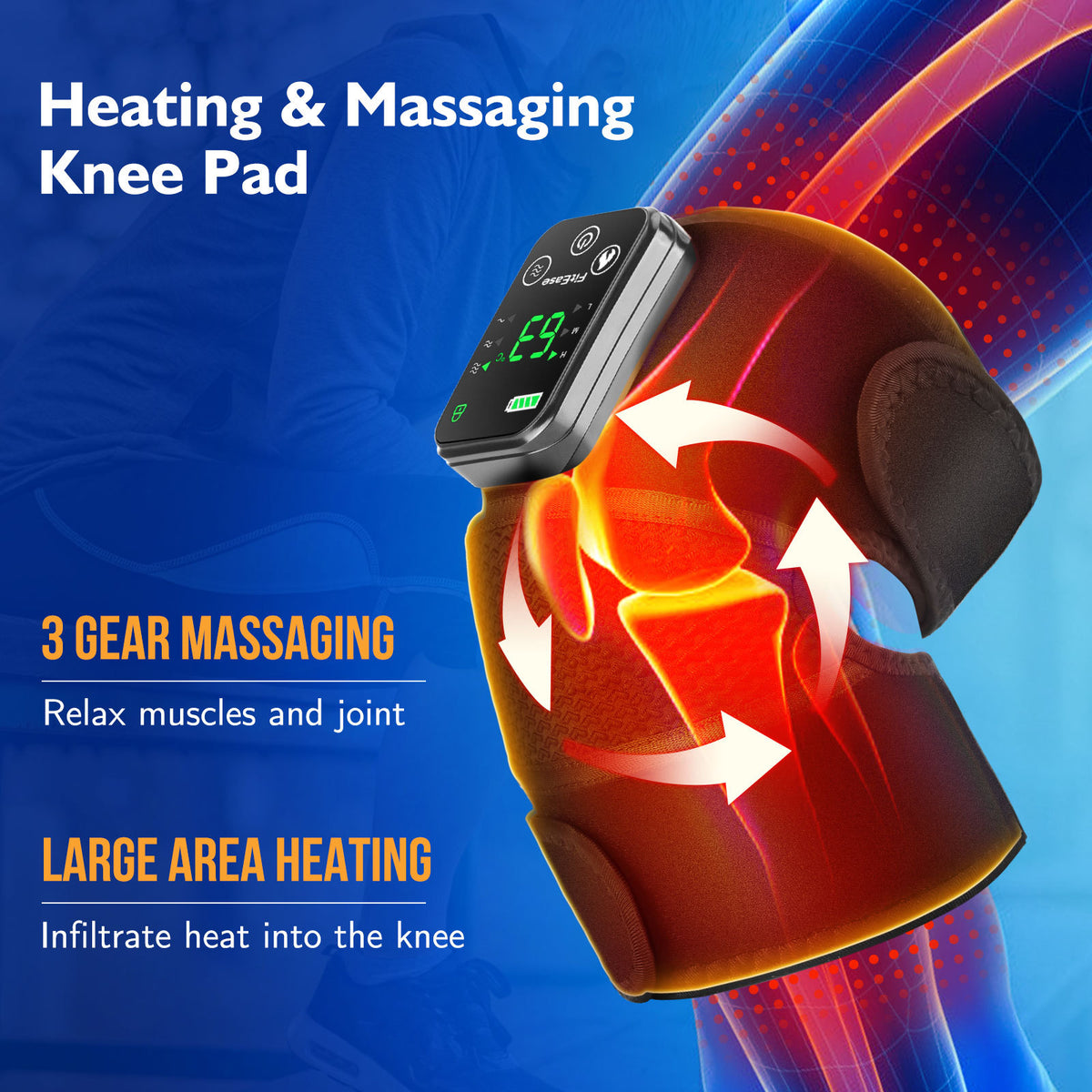Heated & Massaging Knee Pad – Joint Pain Relief & Thermal Therapy Wrap