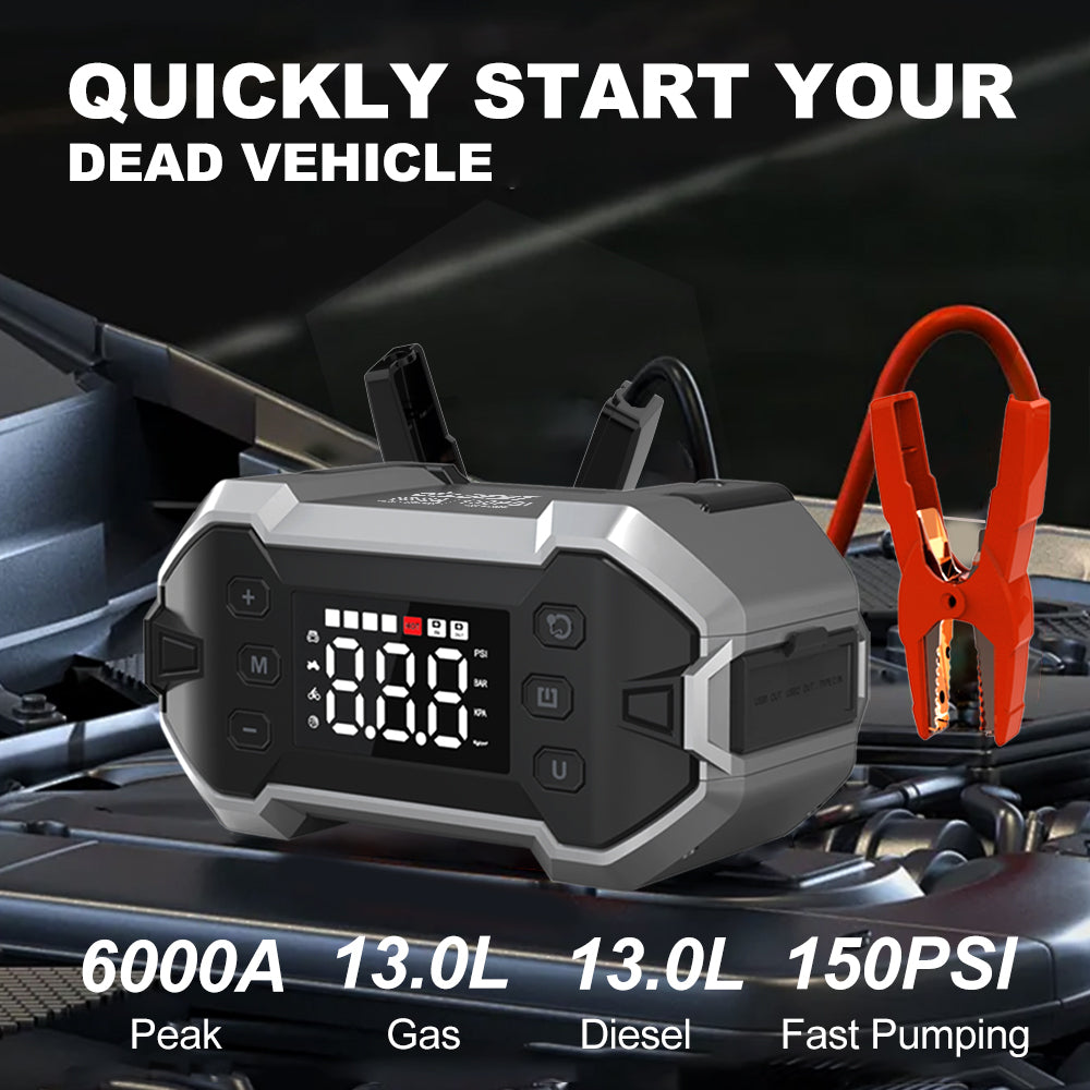 Multi-Function Portable Car Jump Starter & Digital Air Compressor