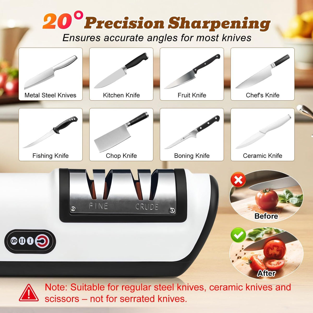 Electric Multi-Stage Kitchen Knife Sharpener with Precision Slots