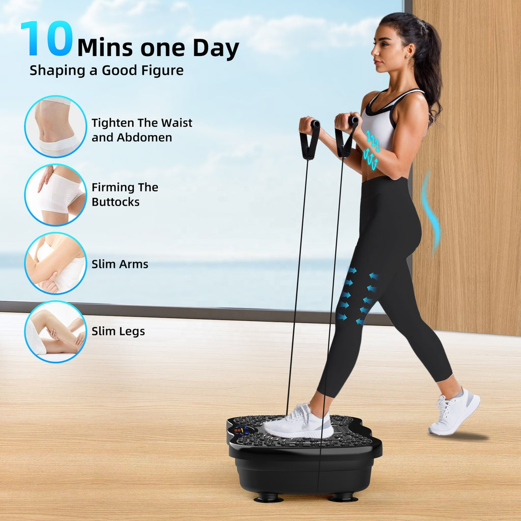 Whole Body Vibration Plate Exercise Machine with Resistance Bands & Remote