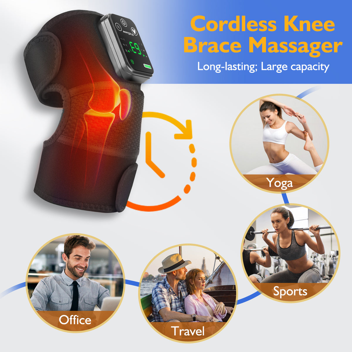Heated & Massaging Knee Pad – Joint Pain Relief & Thermal Therapy Wrap