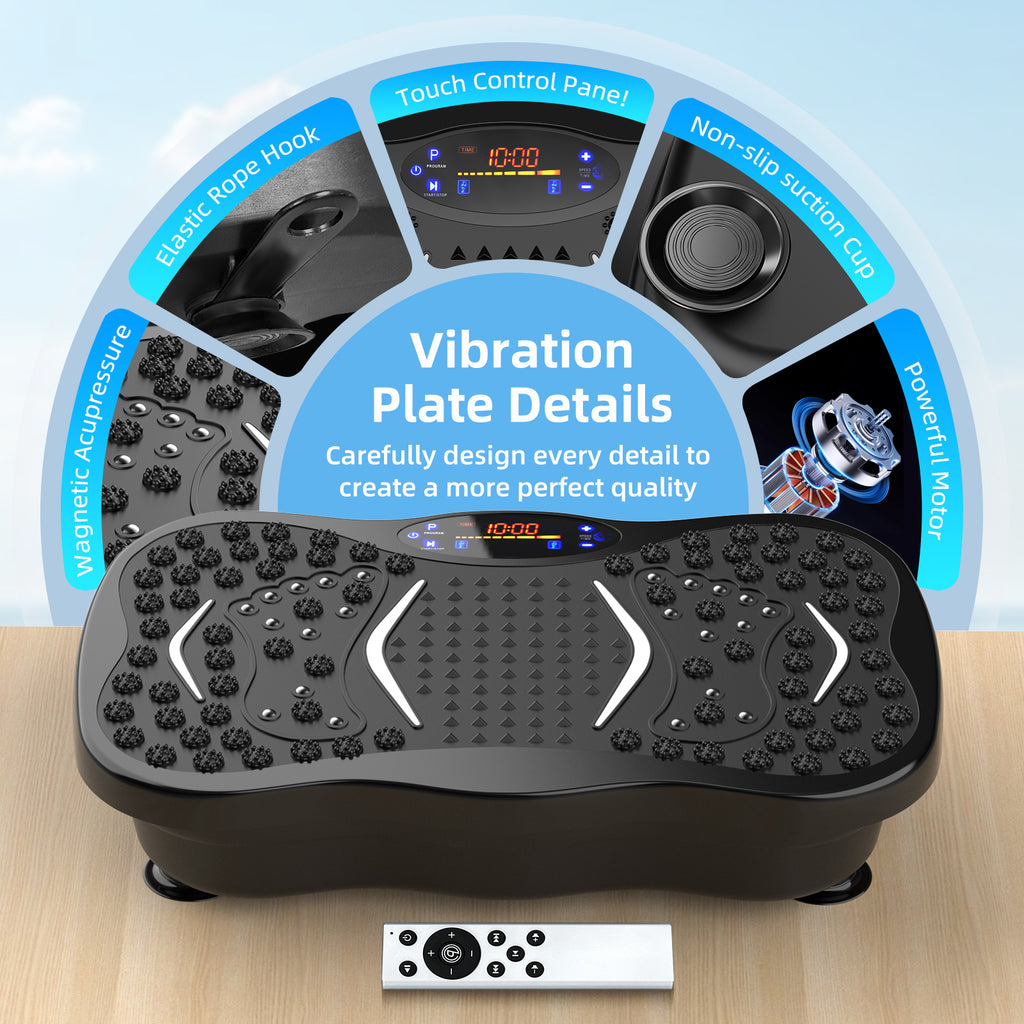 Whole Body Vibration Plate Exercise Machine with Resistance Bands & Remote