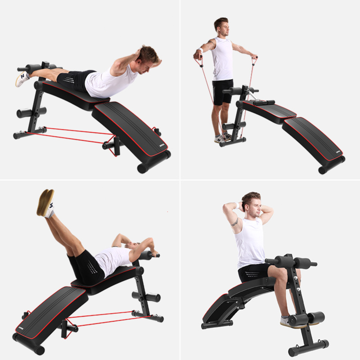 Foldable sit-up/decline exercise bench