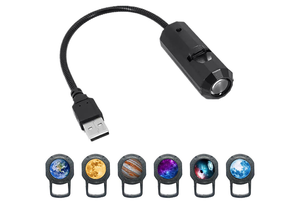 USB Planet & Moon Projection Night Light with Flexible Gooseneck