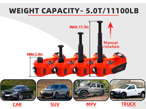 12V Electric Car Hydraulic Floor Jack & Impact Wrench Kit
