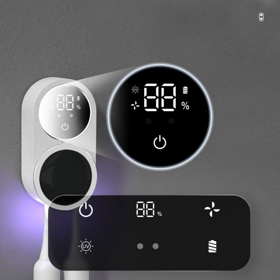 Smart Wall-Mounted UV Toothbrush Sanitizer & Holder with LED Display