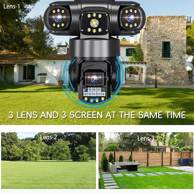 LEVOFAST 6MP Ultra-HD Triple-Screen Security Camera: Your Complete Site Guardian