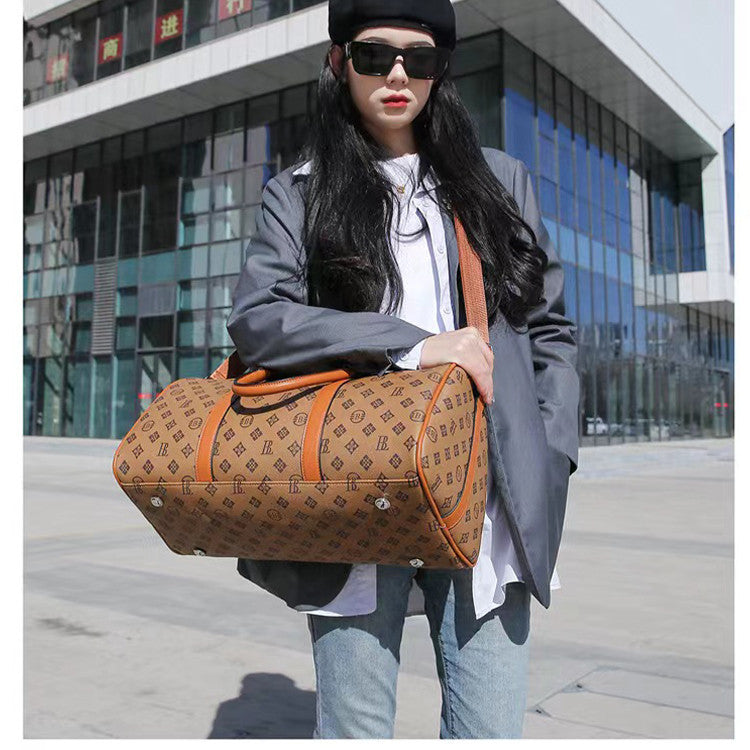 Luxury Monogram Travel Duffel Bag – Premium PU Leather Weekender for Men & Women