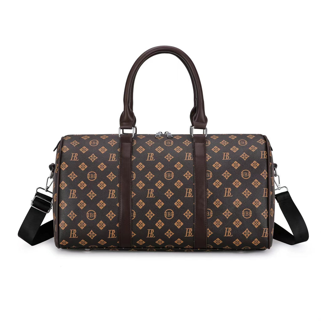 Luxury Monogram Travel Duffel Bag – Premium PU Leather Weekender for Men & Women