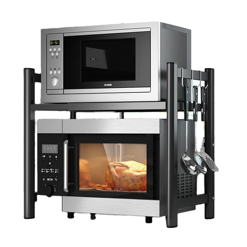 Multi-Tier Expandable Microwave Rack & Kitchen Storage Shelf with Side Holder