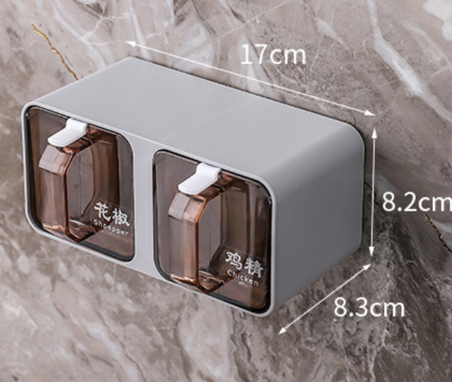 Wall-Mounted Multi-Grid Seasoning & Spice Box Organizer