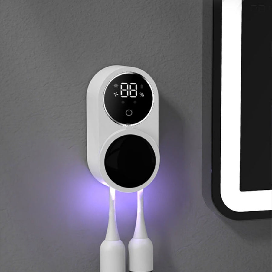 Smart Wall-Mounted UV Toothbrush Sanitizer & Holder with LED Display