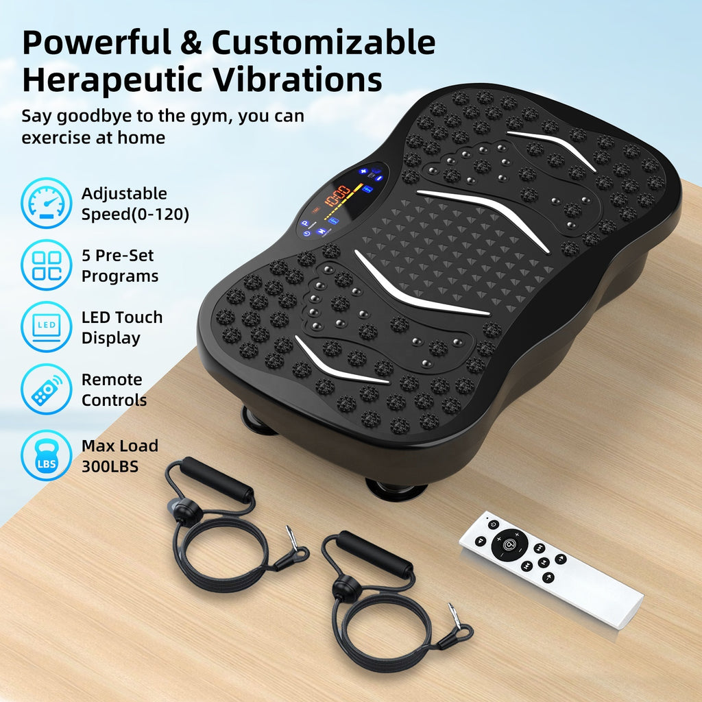 Whole Body Vibration Plate Exercise Machine with Resistance Bands & Remote
