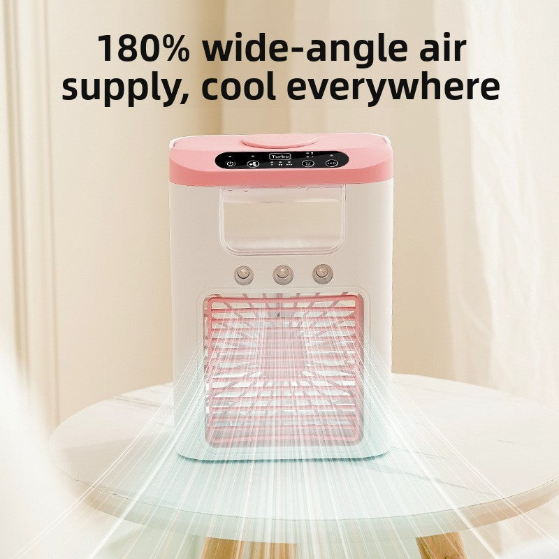 Portable Mini Air Cooler & Desktop Humidifying Fan with 7-Color LED Light
