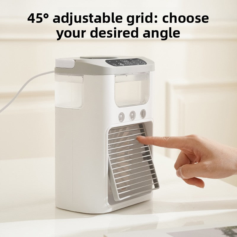 Portable Mini Air Cooler & Desktop Humidifying Fan with 7-Color LED Light