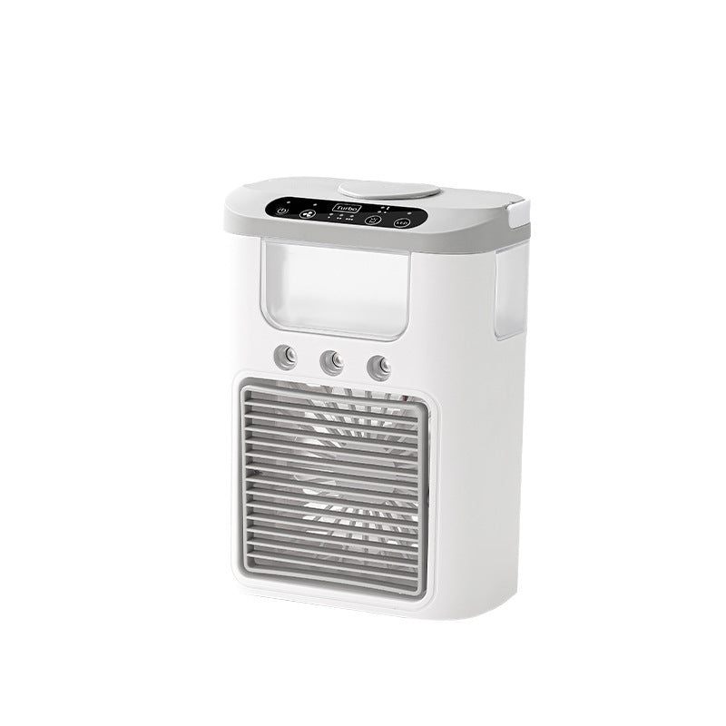 Portable Mini Air Cooler & Desktop Humidifying Fan with 7-Color LED Light
