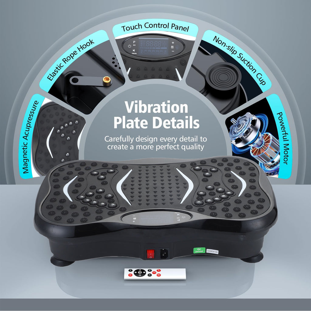 Whole Body Vibration Plate Exercise Machine with Resistance Bands & Remote