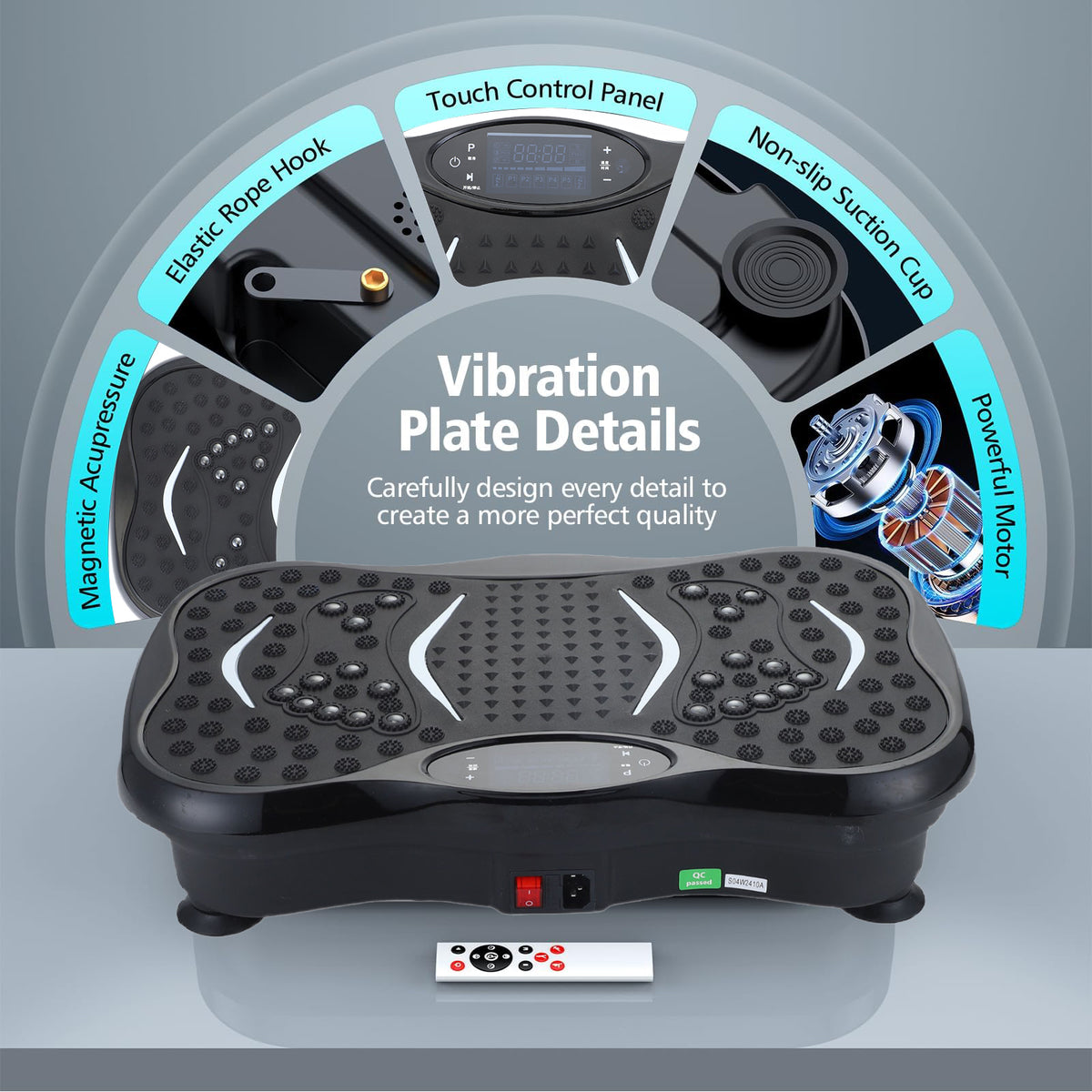 Whole Body Vibration Plate Exercise Machine with Resistance Bands & Remote