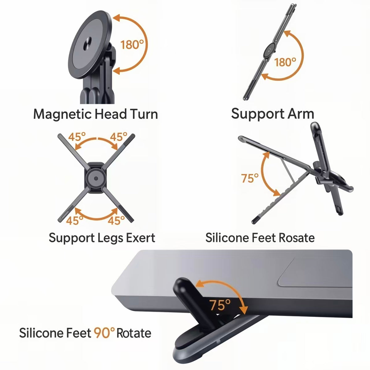 Magnetic Laptop Phone Mount & Dual-Screen Stand – Portable Side-Mount Holder