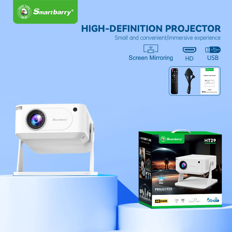 Smartbarry HT29 4K HDR Smart Projector with 5G WiFi & Rotating Stand