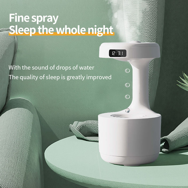 Anti-Gravity Water Drop Humidifier & Desktop Clock