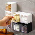 Wall-Mounted Multi-Grid Seasoning & Spice Box Organizer