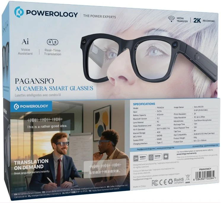 Powerology PAGANSPO AI Camera Smart Glasses